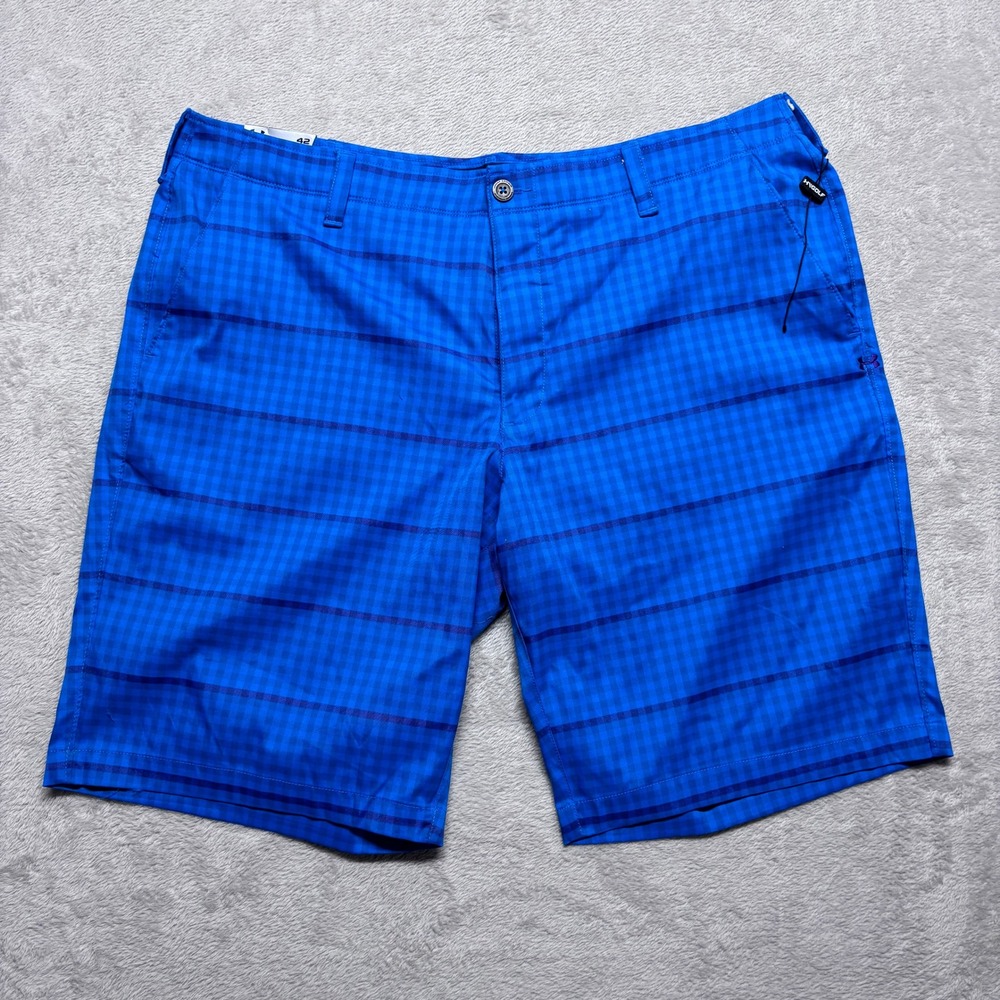 NWT Under Armour Mens Blue Plaid Check Golf Shorts 42 Performanceโ Flat Front
